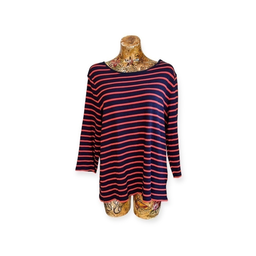 Talbots top blue striped XL long sleeve casual